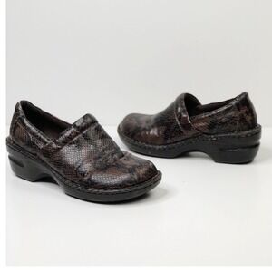 Born Snake Print Leather Clogs‎ Comfort Slip On Shoes Brown Size 9 M